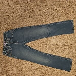 90s Silver Jeans,  boot cut dk wash denim, button fly, excellent shape,  sz26/32